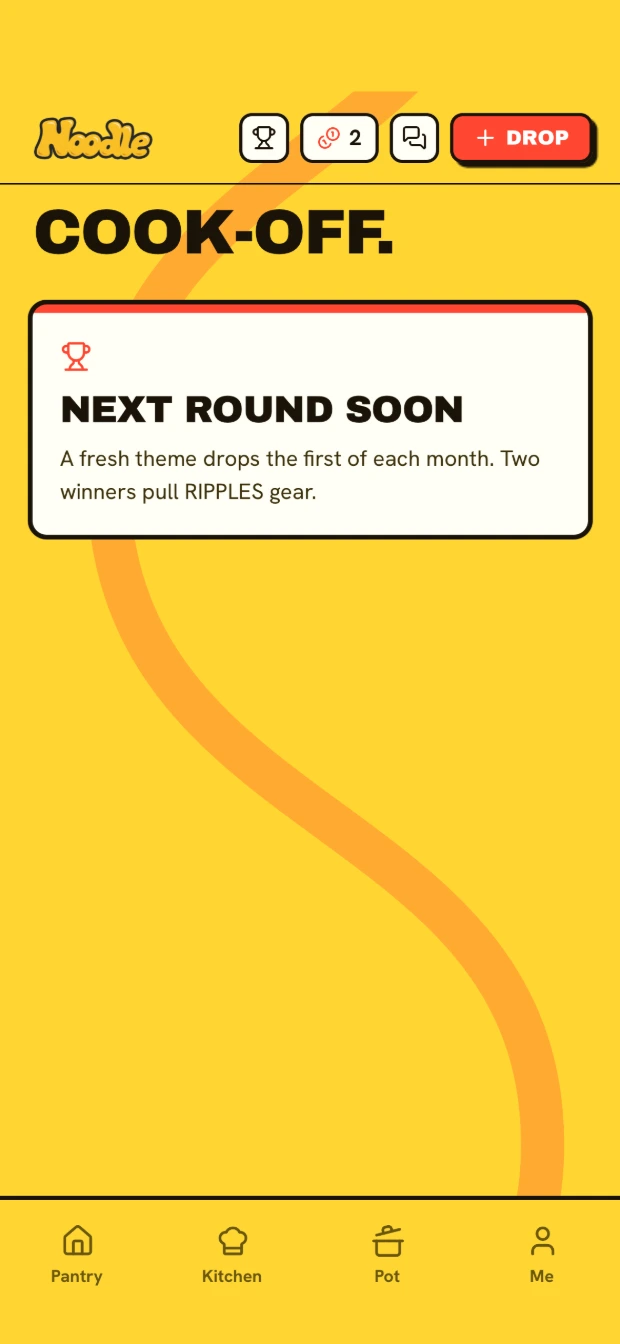 The Cook-off screen in the Noodle app on a phone