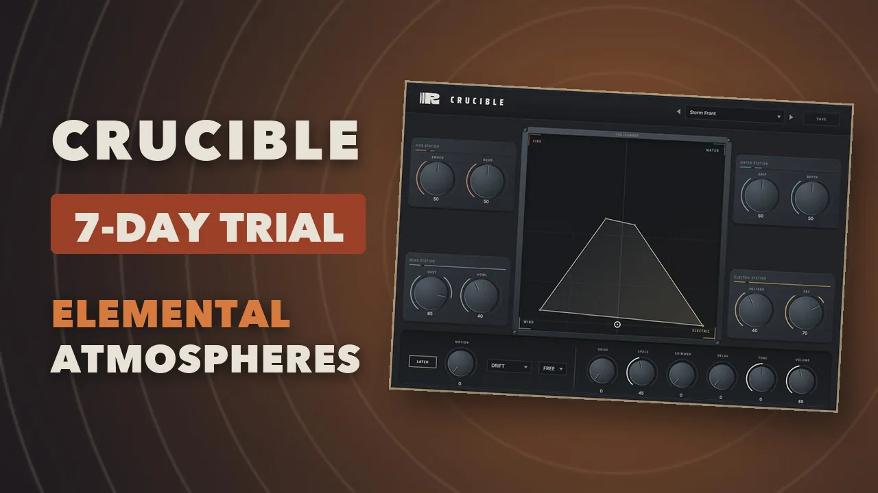 The Crucible interface, the Chamber pad with fire, water, wind and electric at its corners