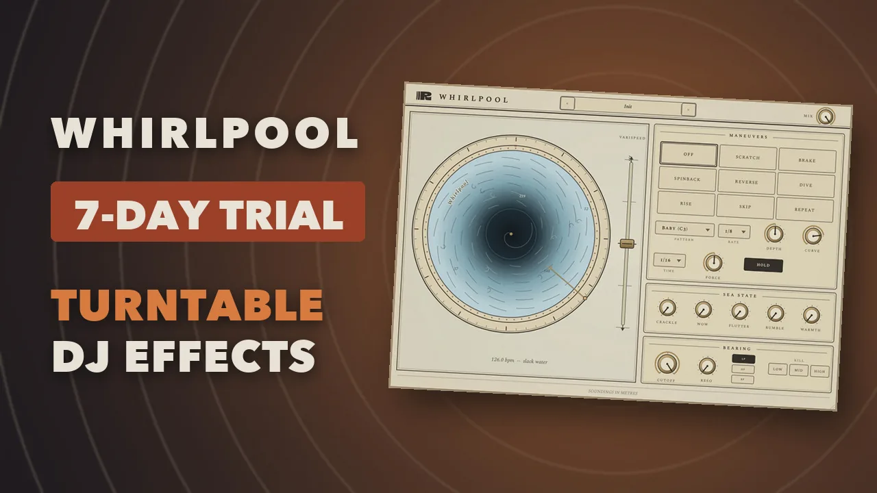The Whirlpool interface, a turntable platter with the DJ filter and Sea State controls around it